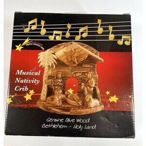 Hand Carved Nativity Scene Olive Wood nativity crib olive wood Bethlehem Musical